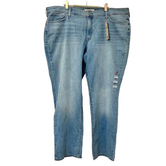 Levi’s Classic Straight Mid Rise Jeans Plus Size 24W Light Wash Cotton Zip NEW - Picture 1 of 9